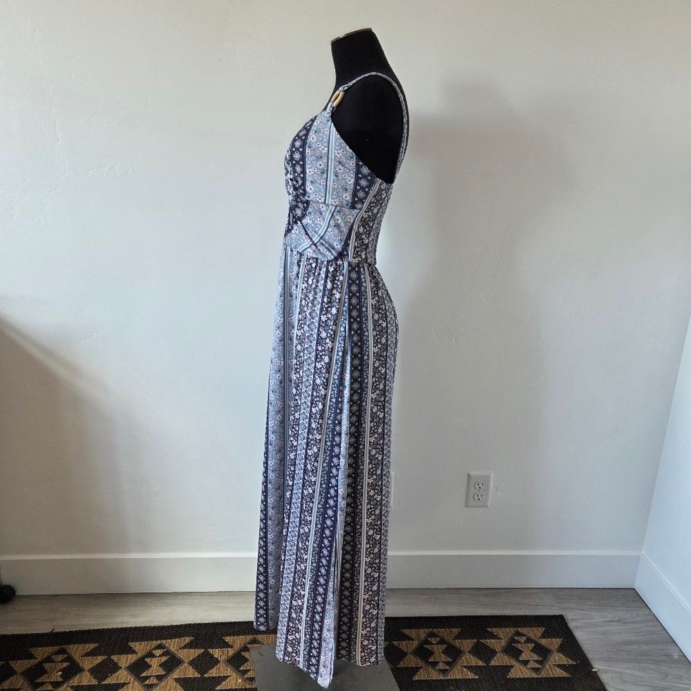 Derek Heart Paisley Floral Maxi Dress Twist Front Y2K 90s Beach Vacation Large - Picture 4 of 13